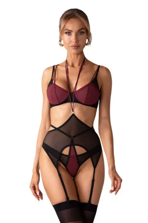 Obsessive Parisel Set 3 Pezzi Bordeaux e Nero