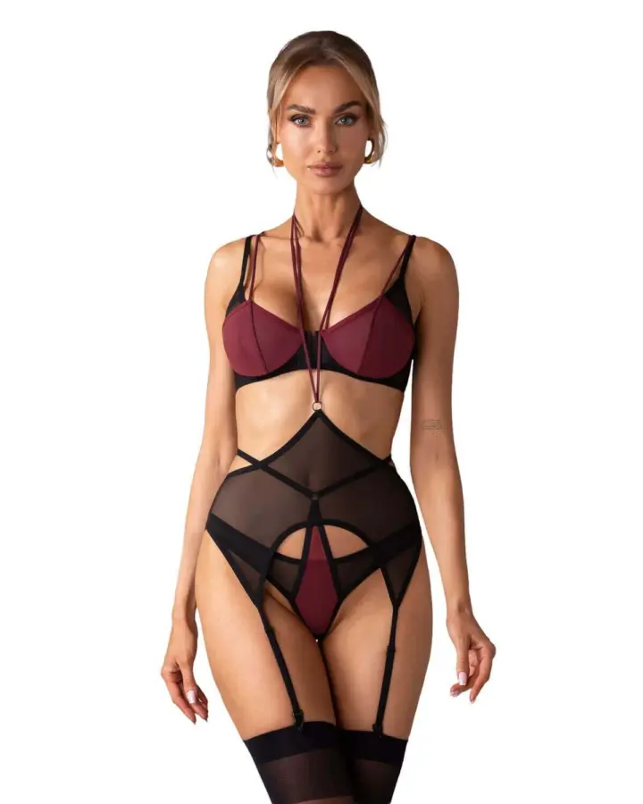 Obsessive Parisel Set 3 Pezzi Bordeaux e Nero