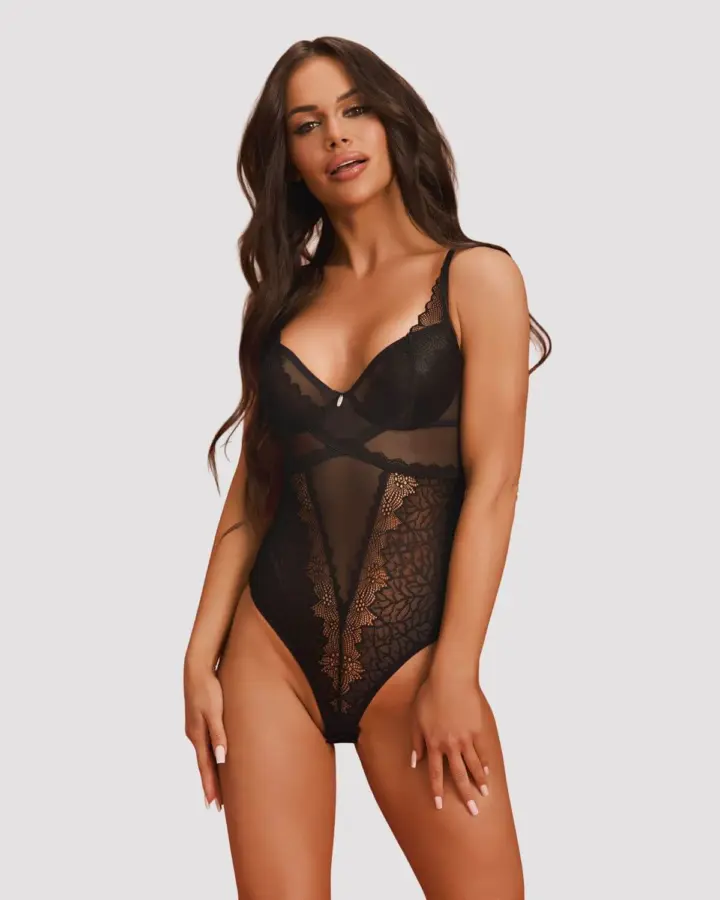 Obsessive Deina More Body Nero in Pizzo Schiena Aperta – foto 3