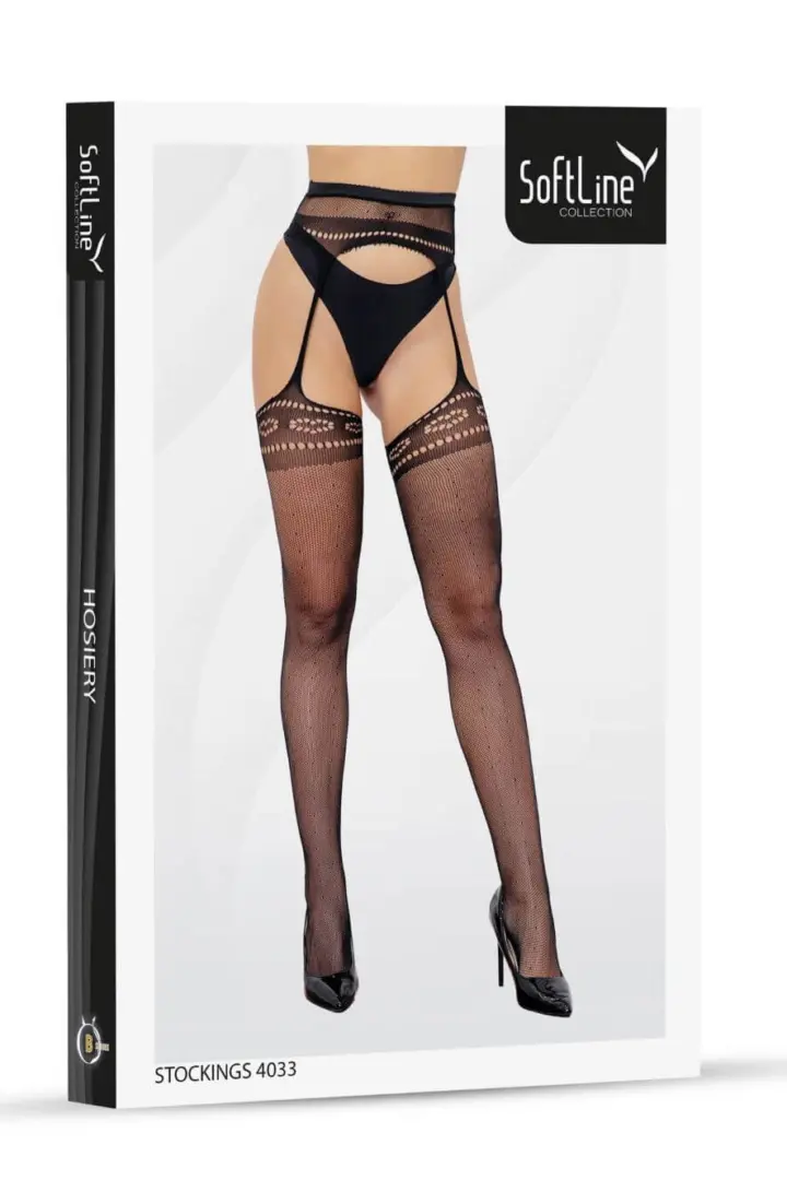 Collant a Rete Effetto Reggicalze Crotchless Softline – foto 3