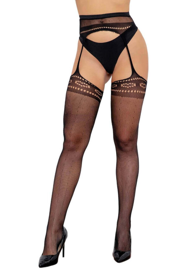 Collant a Rete Effetto Reggicalze Crotchless Softline
