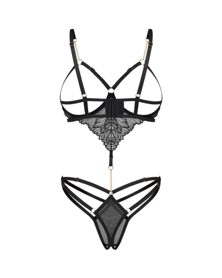 Body Nero in Pizzo con Coppe Aperte Matildea Obsessive