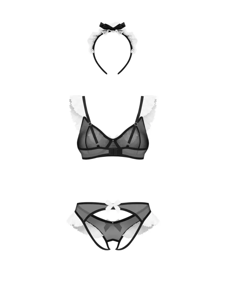 Completino Cameriera Nero e Bianco in Pizzo Naughty Maid Obsessive