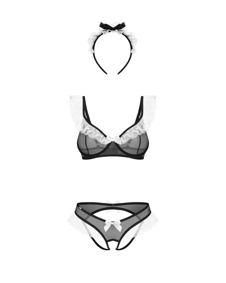 Completino Cameriera Nero e Bianco in Pizzo Naughty Maid Obsessive