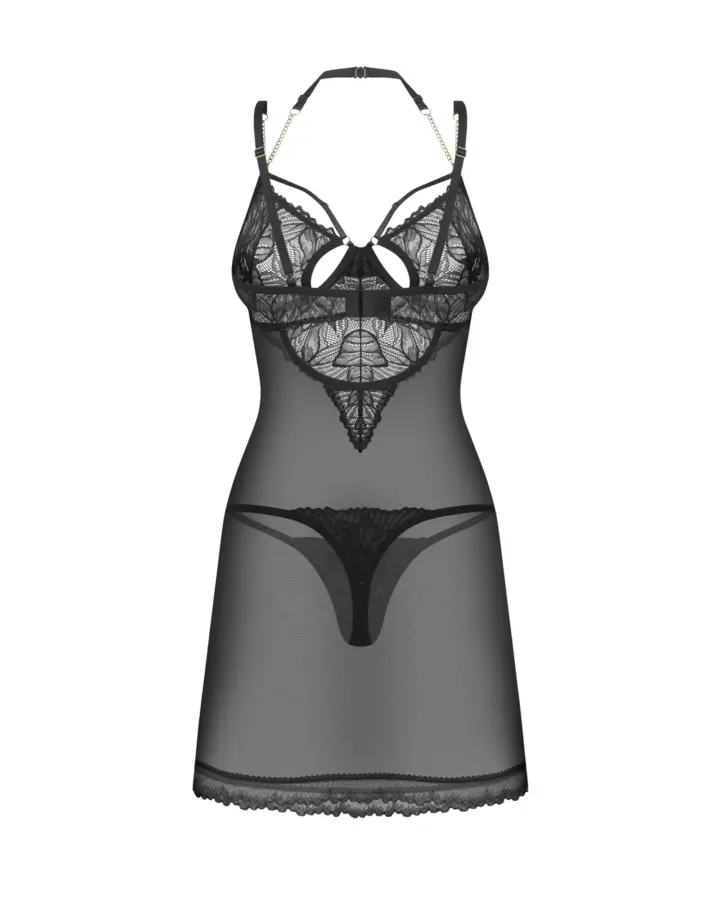 Completino Nero in Pizzo con Catenine Obsessive