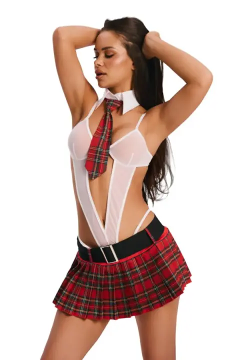 Costume da Scolaretta College Girl in Pizzo Trasparente Obsessive