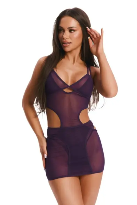 Abito Porpora con Cut-Out e Perizoma Vibres Obsessive
