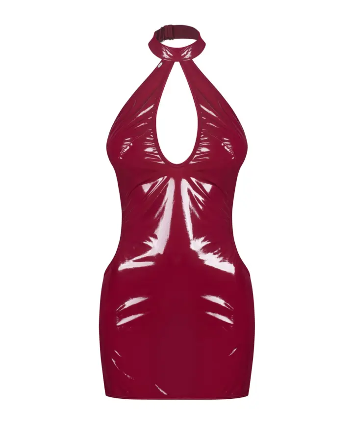 Abito Rosso Lucido con Scollo e Choker Redya Obsessive – foto prodotto, fronte