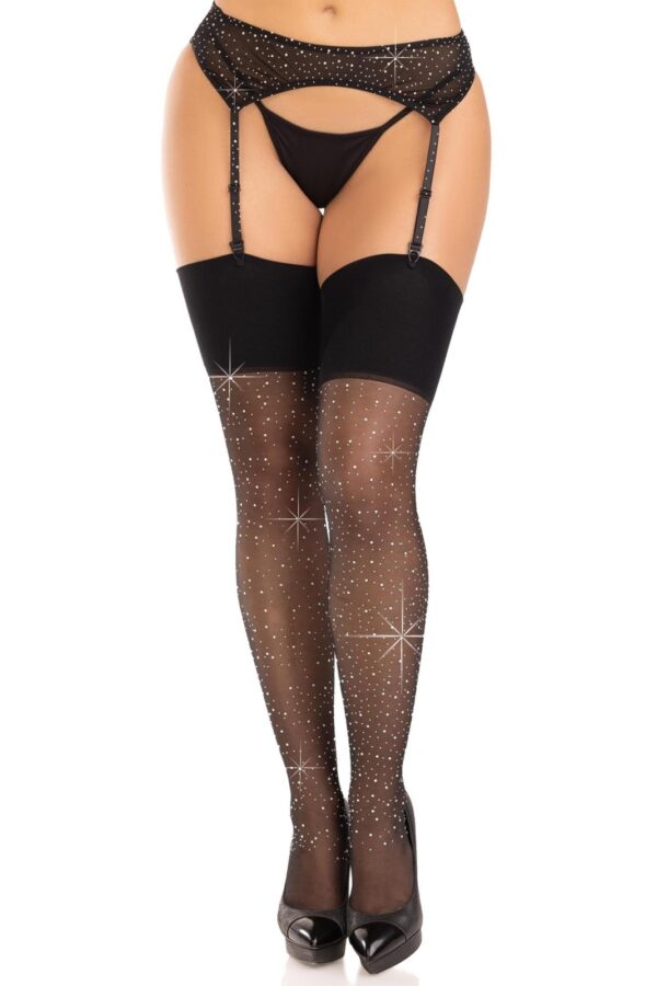Calze Nere Velate con Strass Leg Avenue