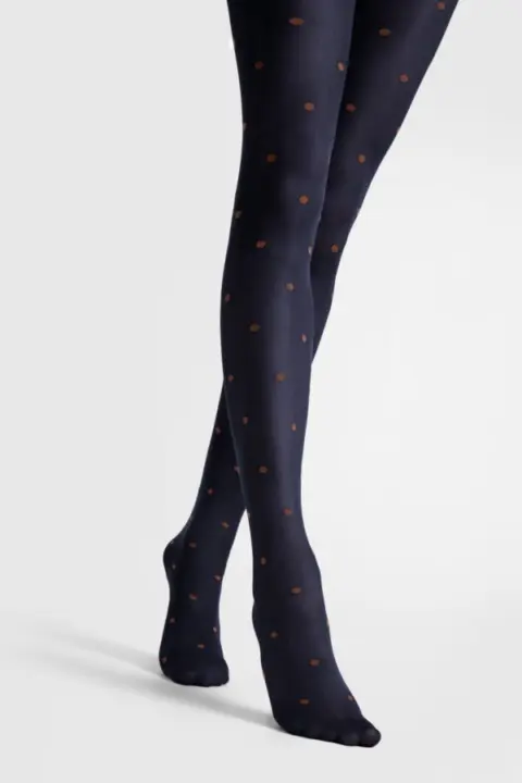 Collant Blu a Pois in Microfibra Praline Fiore