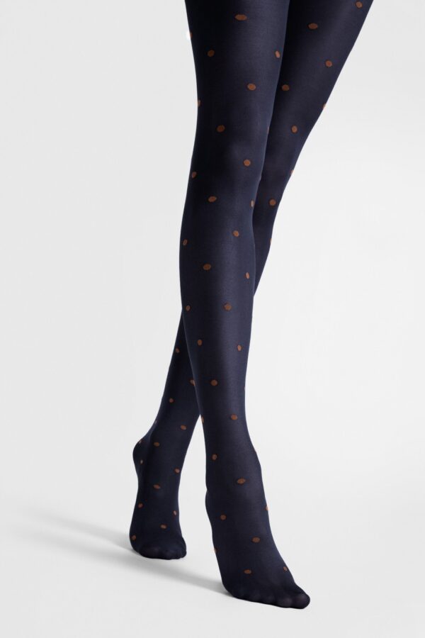 Collant Blu a Pois in Microfibra Praline Fiore