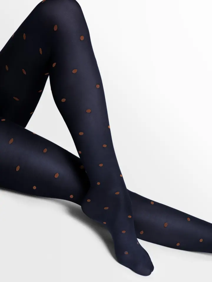 Collant Blu a Pois in Microfibra Praline Fiore – blu