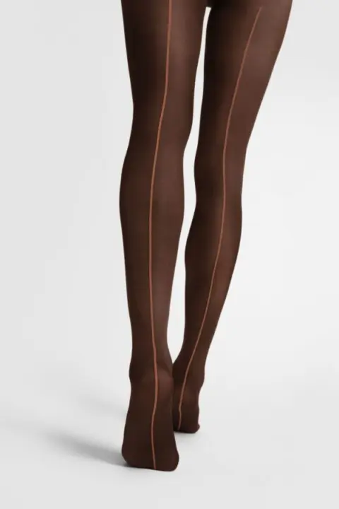 Collant Marrone con Cucitura Posteriore Fiore