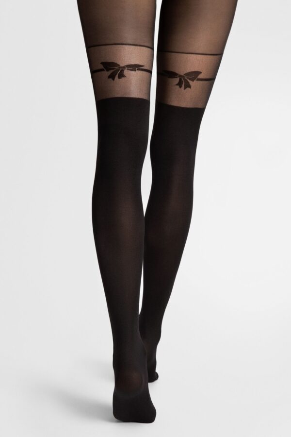 Collant Nero con Fiocco Decorativo Fiore
